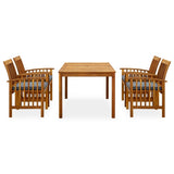 5 Piece Garden Dining Set with Cushions Solid Acacia Wood