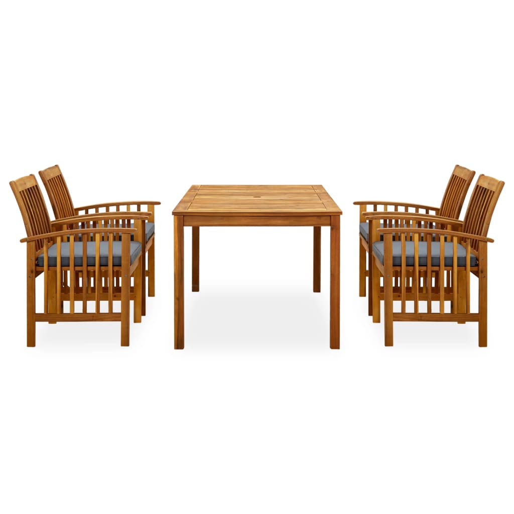 5 Piece Garden Dining Set with Cushions Solid Acacia Wood