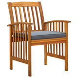 7 Piece Garden Dining Set with Cushions Solid Acacia Wood - 45-Degree Angle