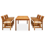 7 Piece Garden Dining Set with Cushions Solid Acacia Wood