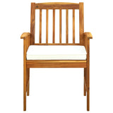 7 Piece Garden Dining Set with Cushions Solid Acacia Wood - Rear View