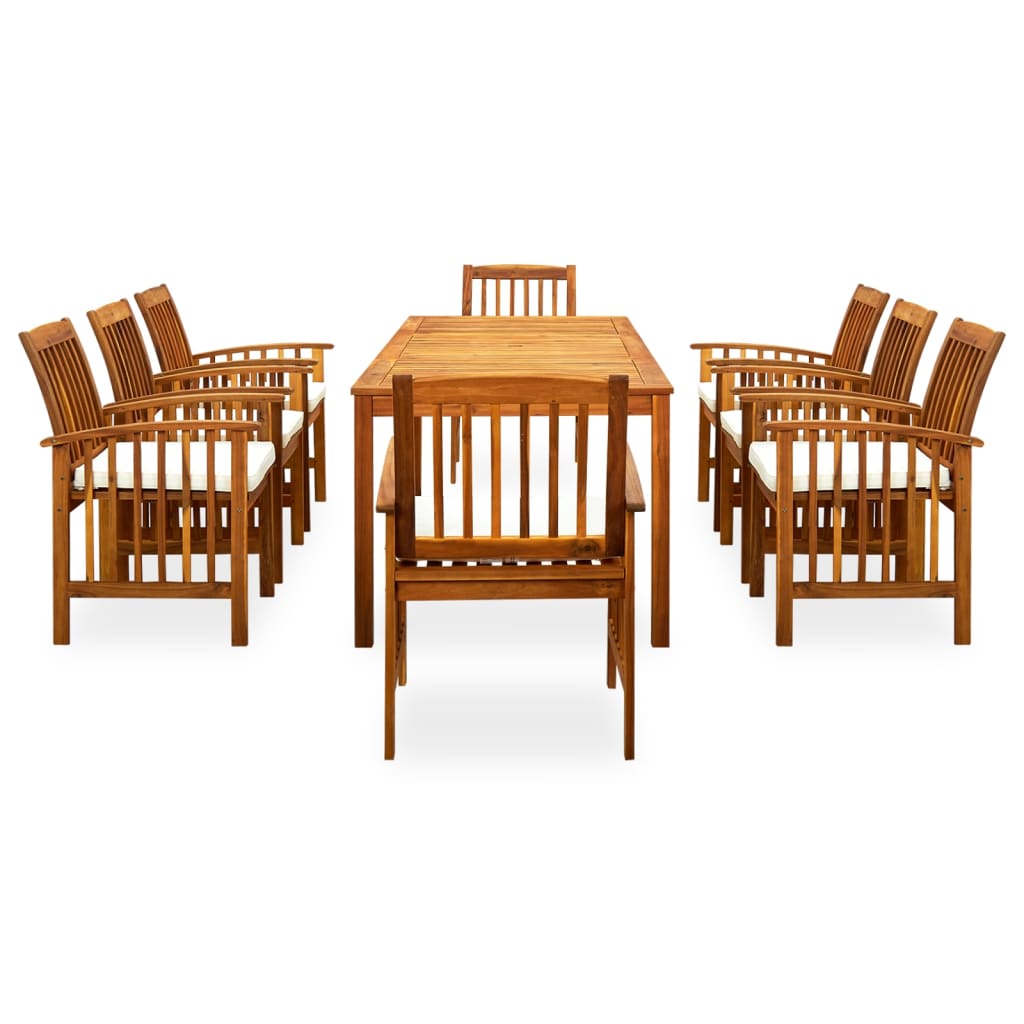 9 Piece Garden Dining Set with Cushions Solid Acacia Wood