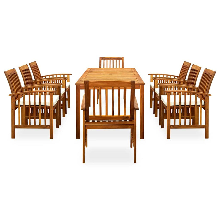 9 Piece Garden Dining Set with Cushions Solid Acacia Wood