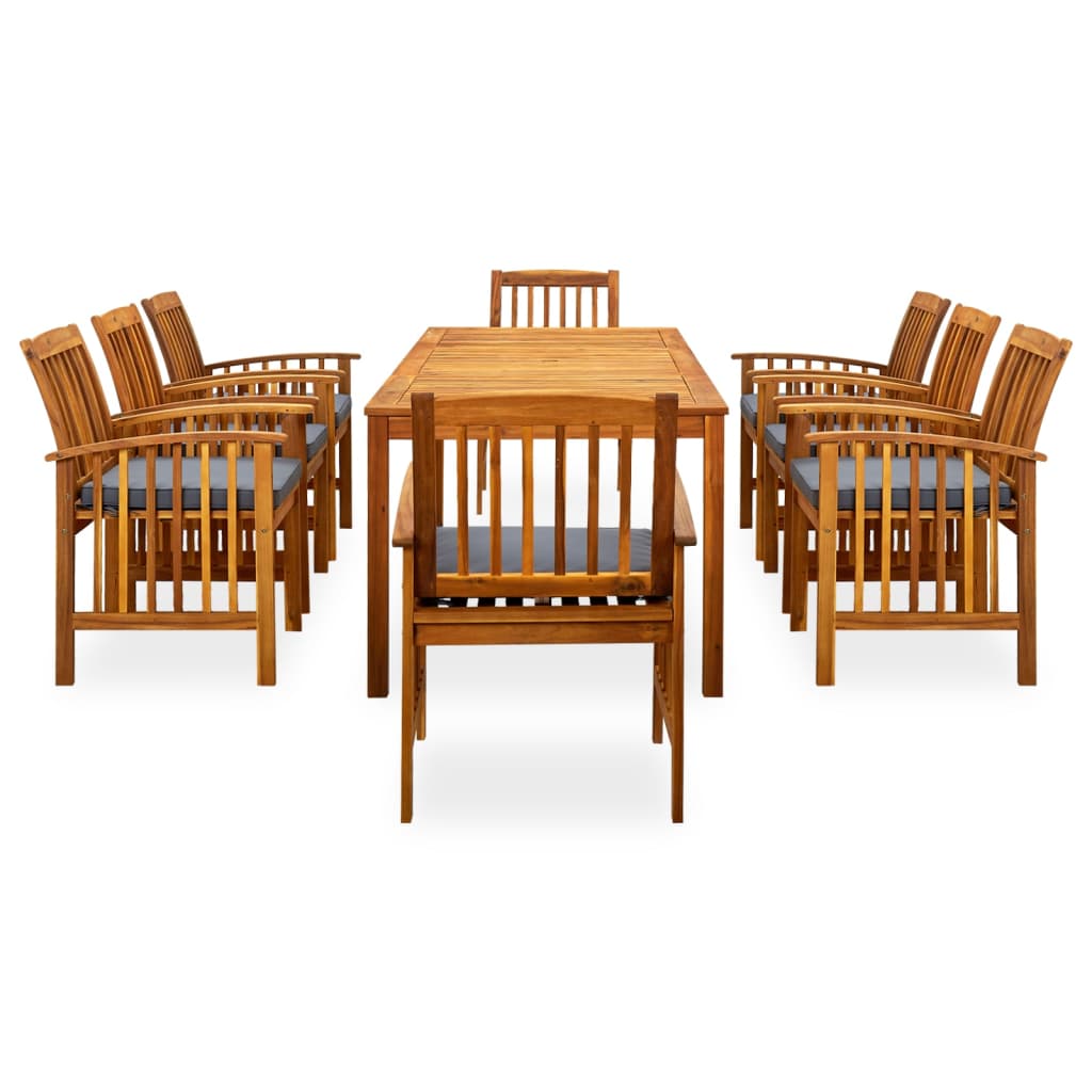 9 Piece Garden Dining Set with Cushions Solid Acacia Wood