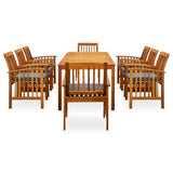 9 Piece Garden Dining Set with Cushions Solid Acacia Wood