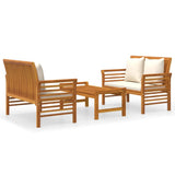 3 Piece Garden Lounge Set with Cushions Solid Wood Acacia - Front View