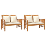 3 Piece Garden Lounge Set with Cushions Solid Wood Acacia - Rear View