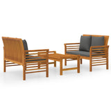 3 Piece Garden Lounge Set with Cushions Solid Wood Acacia - Front View