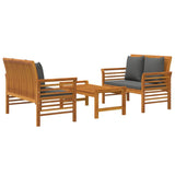 3 Piece Garden Lounge Set with Cushions Solid Wood Acacia - Side View