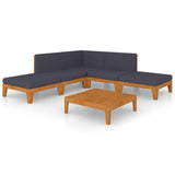 7 Piece Garden Lounge Set with Cushions Solid Acacia Wood - Front View