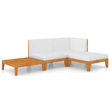 4 Piece Garden Lounge Set with Cushions Solid Acacia Wood - Front View