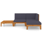 4 Piece Garden Lounge Set with Cushions Solid Acacia Wood - Side View