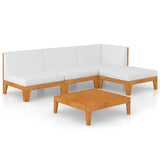 5 Piece Garden Lounge Set with Cushions Solid Acacia Wood - Front View