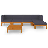 6 Piece Garden Lounge Set with Cushions Solid Acacia Wood - Side View