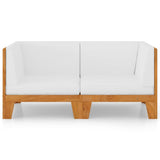 2-Seater Sofa with Cream White Cushions Solid Acacia Wood - Side View
