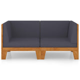 2-Seater Sofa with Dark Grey Cushions Solid Acacia Wood - Side View
