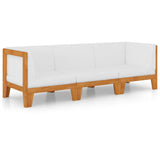 3 Piece Garden Lounge Set with Cushions Solid Acacia Wood - Front View