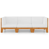 3 Piece Garden Lounge Set with Cushions Solid Acacia Wood - Side View