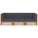 3 Piece Garden Lounge Set with Cushions Solid Acacia Wood - Side View