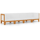 4 Piece Garden Lounge Set with Cushions Solid Acacia Wood - Front View