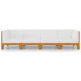 4 Piece Garden Lounge Set with Cushions Solid Acacia Wood