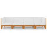 4 Piece Garden Lounge Set with Cushions Solid Acacia Wood - Side View