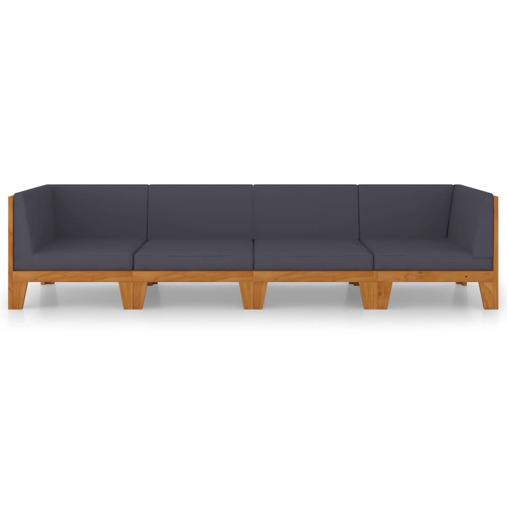 4 Piece Garden Lounge Set with Cushions Solid Acacia Wood
