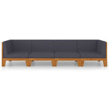4 Piece Garden Lounge Set with Cushions Solid Acacia Wood - Side View