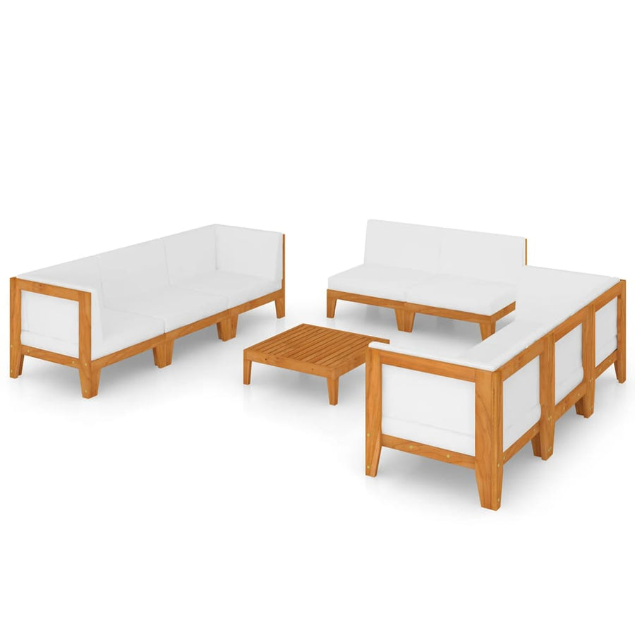 9 Piece Garden Lounge Set with Cushions Solid Acacia Wood