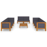 9 Piece Garden Lounge Set with Cushions Solid Acacia Wood