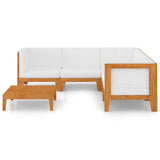 6 Piece Garden Lounge Set with Cushions Solid Acacia Wood - Side View