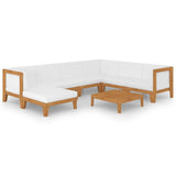 8 Piece Garden Lounge Set with Cushions Solid Acacia Wood - Front View