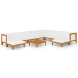 11 Piece Garden Lounge Set with Cushions Solid Acacia Wood - Front View