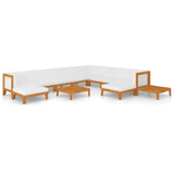 12 Piece Garden Lounge Set with Cushions Solid Acacia Wood - Front View