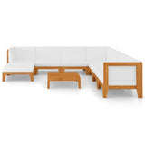 9 Piece Garden Lounge Set with Cushions Solid Acacia Wood - Side View