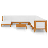 9 Piece Garden Lounge Set with Cushions Solid Acacia Wood - Side View