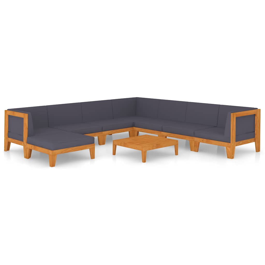 9 Piece Garden Lounge Set with Cushions Solid Acacia Wood