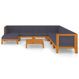 9 Piece Garden Lounge Set with Cushions Solid Acacia Wood - Side View