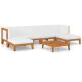 7 Piece Garden Lounge Set with Cushions Solid Acacia Wood - Front View