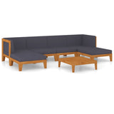 7 Piece Garden Lounge Set with Cushions Solid Acacia Wood - Front View