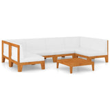 7 Piece Garden Lounge Set with Cushions Solid Acacia Wood - Front View