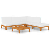 6 Piece Garden Lounge Set with Cushions Solid Acacia Wood - Front View