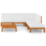 6 Piece Garden Lounge Set with Cushions Solid Acacia Wood - Side View