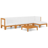 6 Piece Garden Lounge Set with Cushions Solid Acacia Wood - Front View