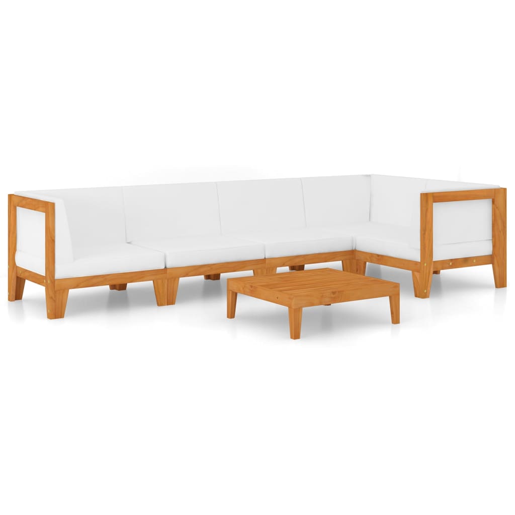 6 Piece Garden Lounge Set with Cushions Solid Acacia Wood