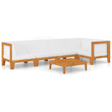6 Piece Garden Lounge Set with Cushions Solid Acacia Wood - Front View