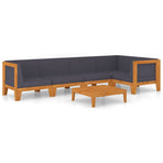 6 Piece Garden Lounge Set with Cushions Solid Acacia Wood