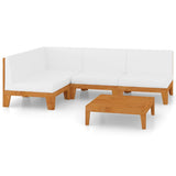 5 Piece Garden Lounge Set with Cushions Solid Acacia Wood - Front View