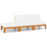 3 Piece Garden Lounge Set with Cushions Solid Acacia Wood - Front View