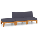 3 Piece Garden Lounge Set with Cushions Solid Acacia Wood - Front View